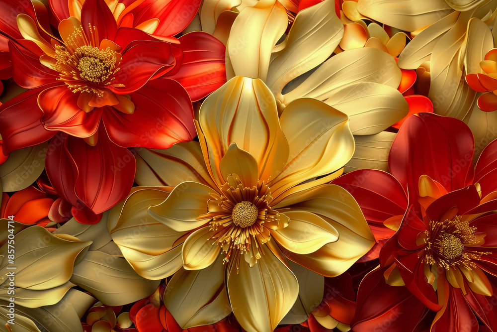 Red and golden flower background. Greeting card Red and golden flower background. Greeting card