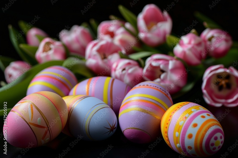 Colorful Easter Eggs in a Flower Vase Colorful Easter Eggs in a Flower Vase