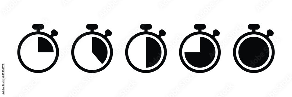 Set of Timer and stopwatch icons collection. Countdown timer signs. Vector Illustration. Set of Timer and stopwatch icons collection. Countdown timer signs. Vector Illustration.