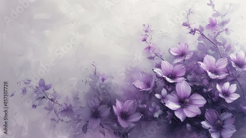 Wallpaper Mural Ethereal Blooms: Delicate Purple Flowers on Pristine White Torontodigital.ca