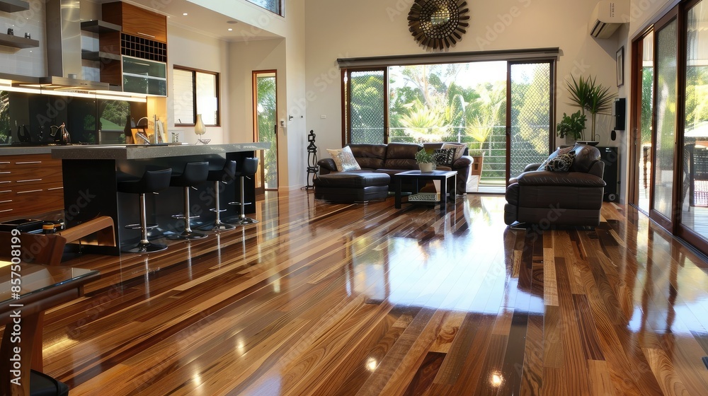 Immaculate living room with polished floors Immaculate living room with polished floors