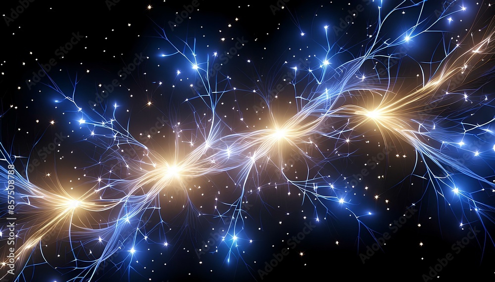 Obraz premium A blue and yellow line of stars with a blue