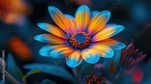 Sapphire Blooms: Golden Hues