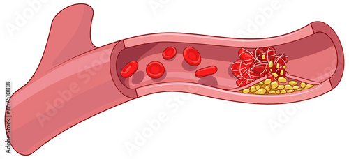 Foto Blood vessel and clot thrombus medical science educational PNG illustration