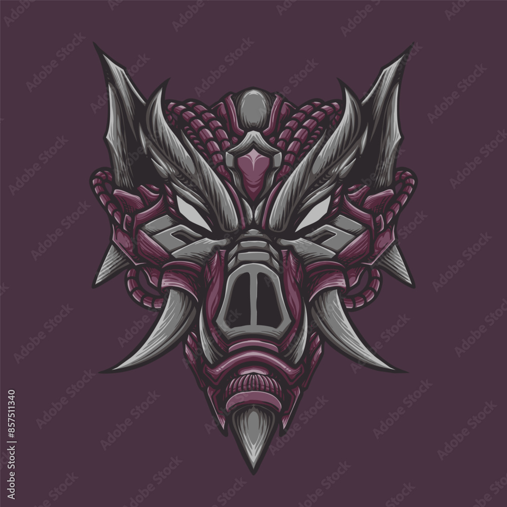 Obraz premium Purple Pig robot head vector illustration design