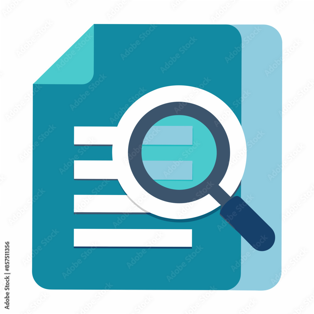 Enhanced Searchability Vector Illustration of Document Icon with Magnifying Glass
