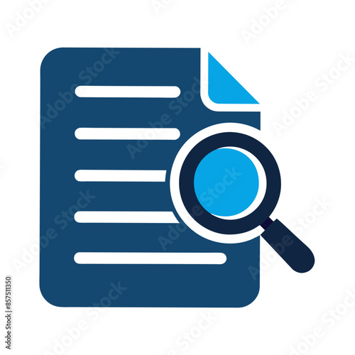 Enhanced Searchability Vector Illustration of Document Icon with Magnifying Glass photo