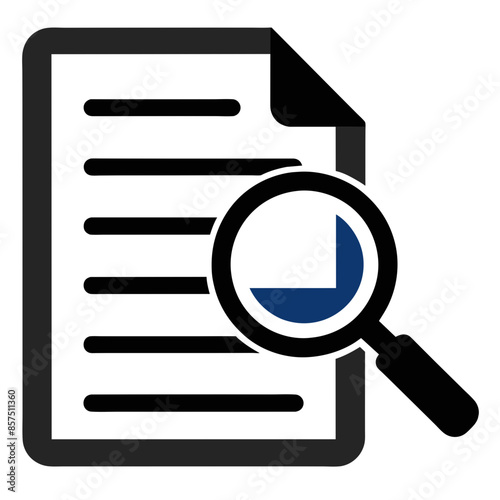 Enhanced Searchability Vector Illustration of Document Icon with Magnifying Glass photo