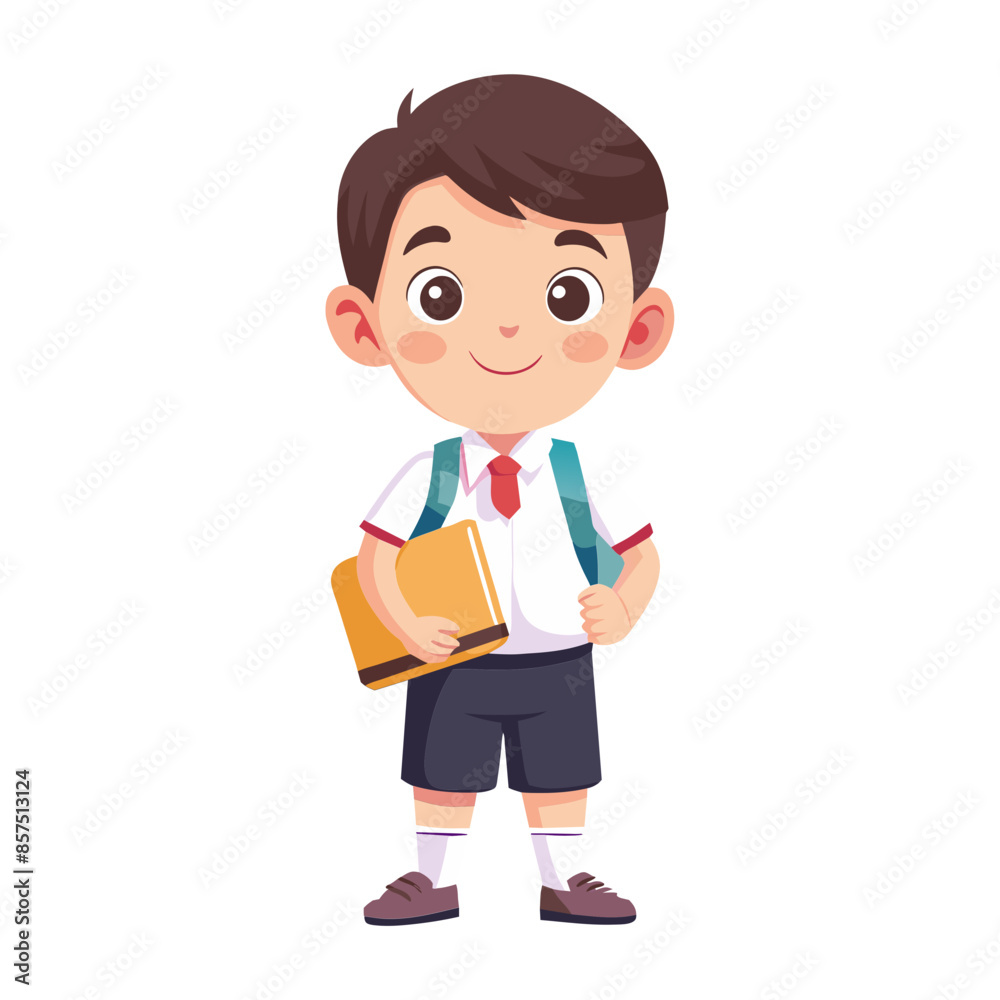 Smiling cartoon boy character holding a book, perfect for educational websites and illustrations Smiling cartoon boy character holding a book, perfect for educational websites and illustrations