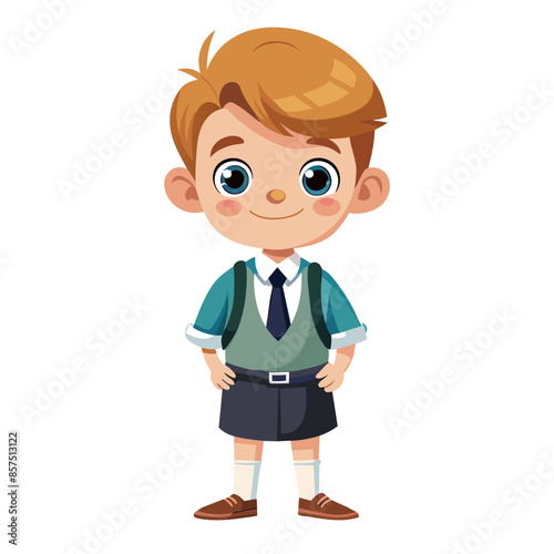 Smiling cartoon boy in a suit, perfect for business presentations or website illustrations