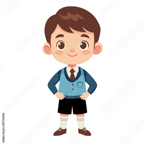 Cartoon illustration of a smiling child dressed for business