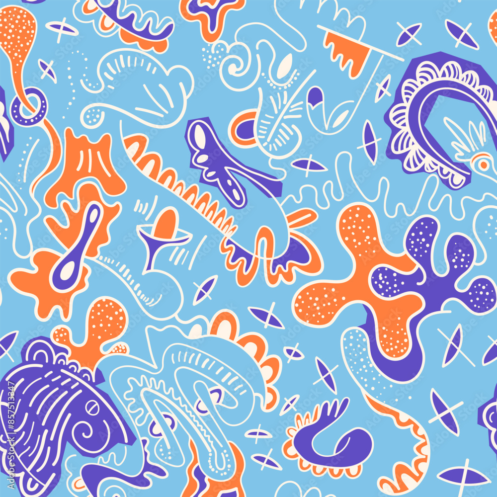 Seamless hand-drawn abstract vector pattern for textile and texture design