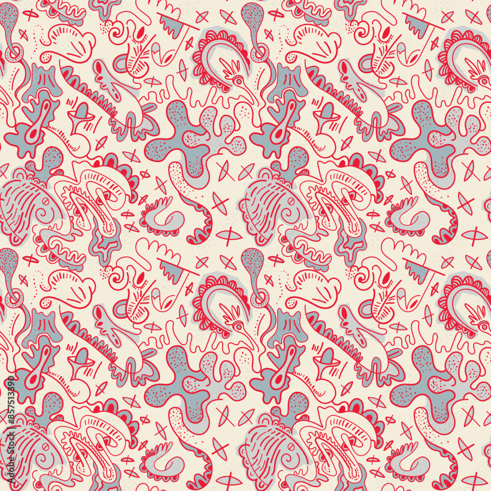 Fototapeta premium Seamless hand-drawn abstract vector pattern for textile and texture design