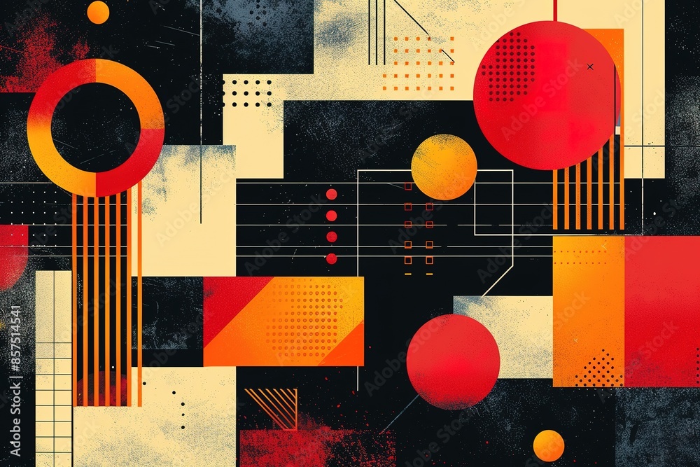 Obraz premium Abstract background in flat retro style. design for interior, textile, texture, poster, package, wrappers, gifts. geometric concept,