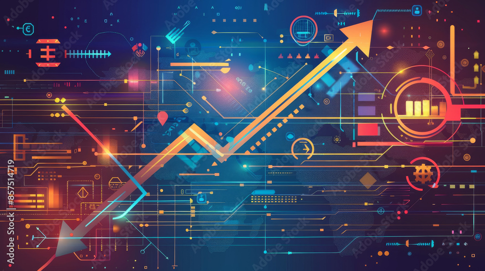 Technology background with arrow chart, showing digital transformation ...