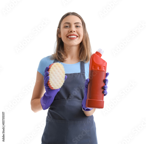Young woman with bottle of ...