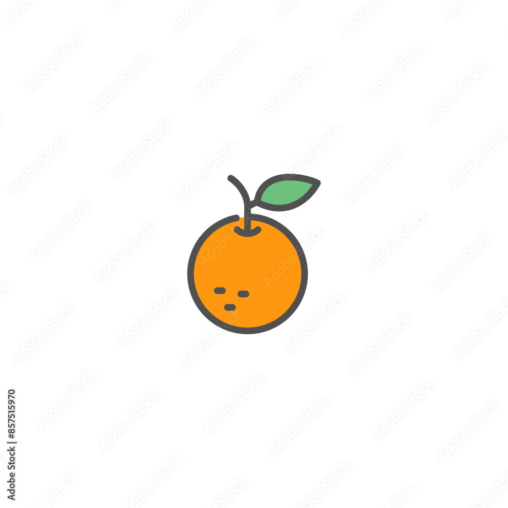 Obraz premium Lemon, Orange fruits Simple Vector Color Line Icons.
