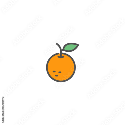 Lemon, Orange fruits Simple Vector Color Line Icons.