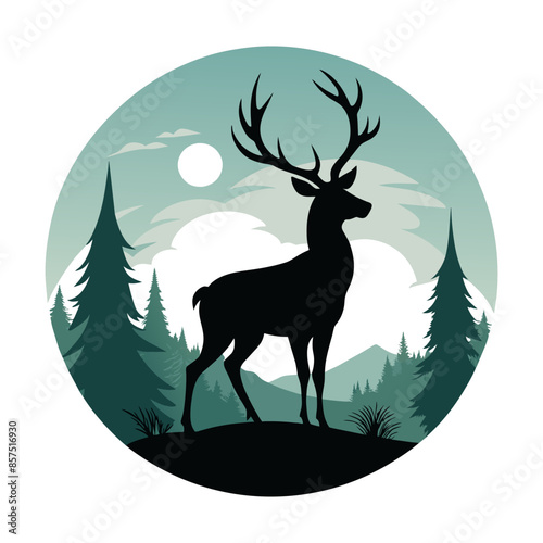 Captivating Gloomy Deer Silhouette Vector Illustration: A Stunning Visual Narrative