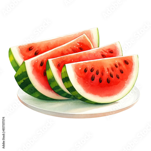 slice of watermelon on white background photo