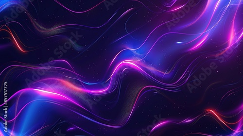 Abstract futuristic background with pink blue glowing neon moving high speed wave lines generative ai image photo