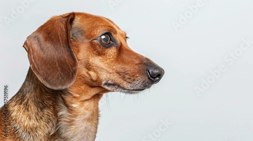 Portrait of a Brown and Black Dachshund with a Curious Expression