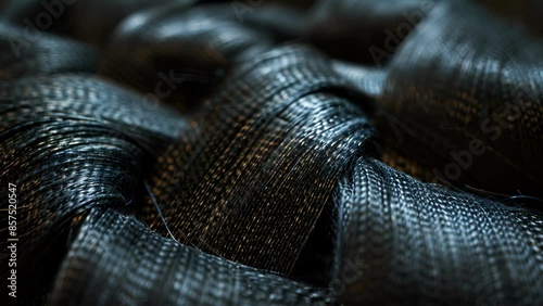 An extreme closeup of silk threads showcasing the smoothness and evenness of the fabrics weave.