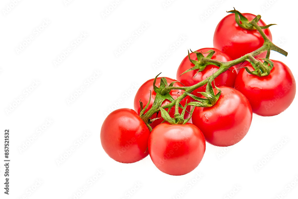 Cherry tomatoes on white background. Close-up of cherry tomatoes. Cherry tomatoes on white background. Close-up of cherry tomatoes.