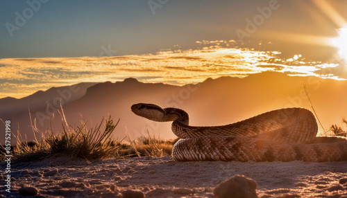 Backlit rattlesnake silhouette photo