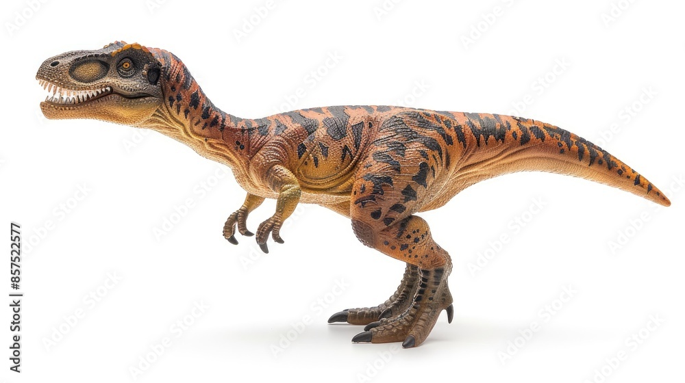 Obraz premium Jurassic period dinosaur toy on white background