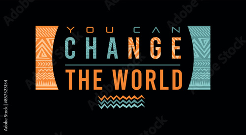 Colorful vector illustration of text with geographic elements with ethnic motifs. Art for print on t-shirts, posters and etc ...