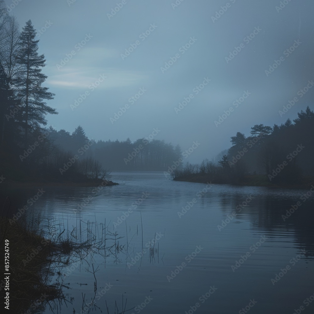 Background of Landscape. Lake View in the Dawn Background of Landscape. Lake View in the Dawn