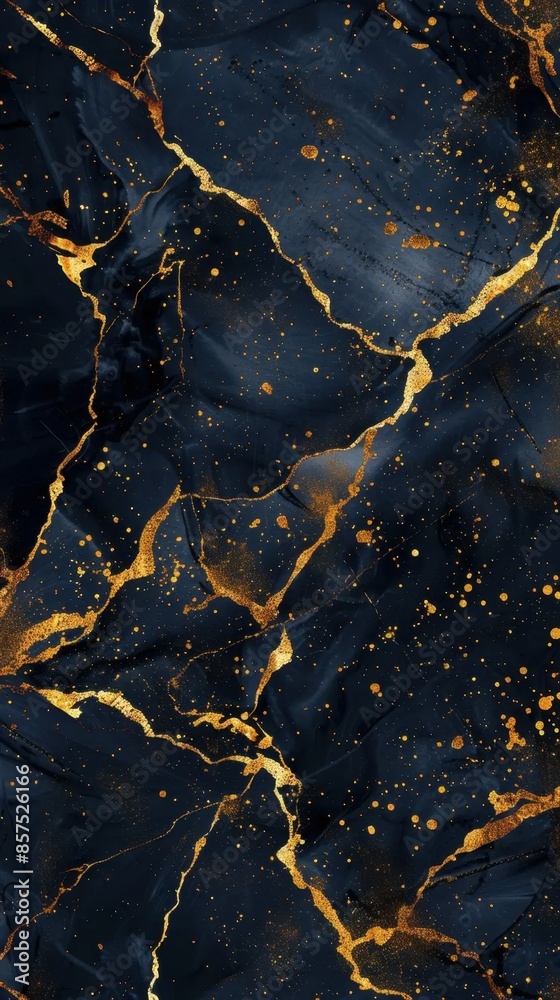 Elegant dark blue and black marble with gold veins, splashes, and streaks, creating a luxurious, abstract pattern. Textured details evoke a sense of opulence and sophistication. Elegant dark blue and black marble with gold veins, splashes, and streaks, creating a luxurious, abstract pattern. Textured details evoke a sense of opulence and sophistication.