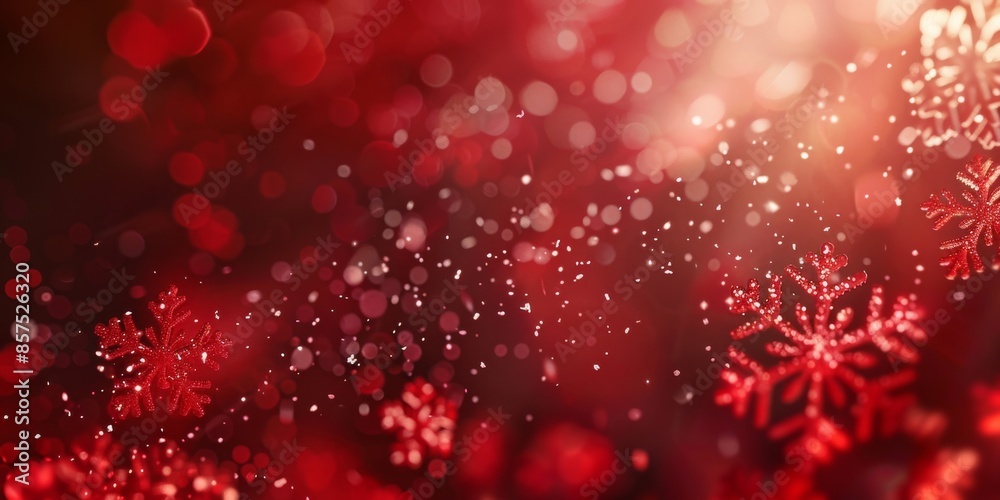 Red Sparkling Snowflakes on a Festive Background create a blissful and enchanting atmosphere, perfect for Christmas celebration. The design is radiant, shimmering with a joyful holiday spirit