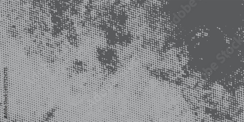 Aging halftone noise gradient texture. Grunge dirty spots and spots background. Off-white and black sand grain wallpaper. Retro pixelated comic horizontal background. Vector gritty pop art