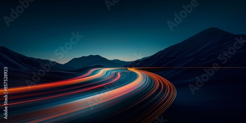 Futuristic Digital Landscape with Flowing Lines, High-Tech Innovation Technology Progress