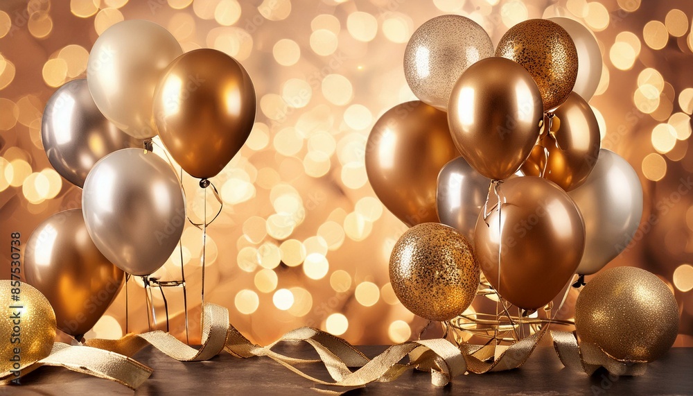 Happy birthday card with luxury balloons and ribbon. Happy birthday card with luxury balloons and ribbon.