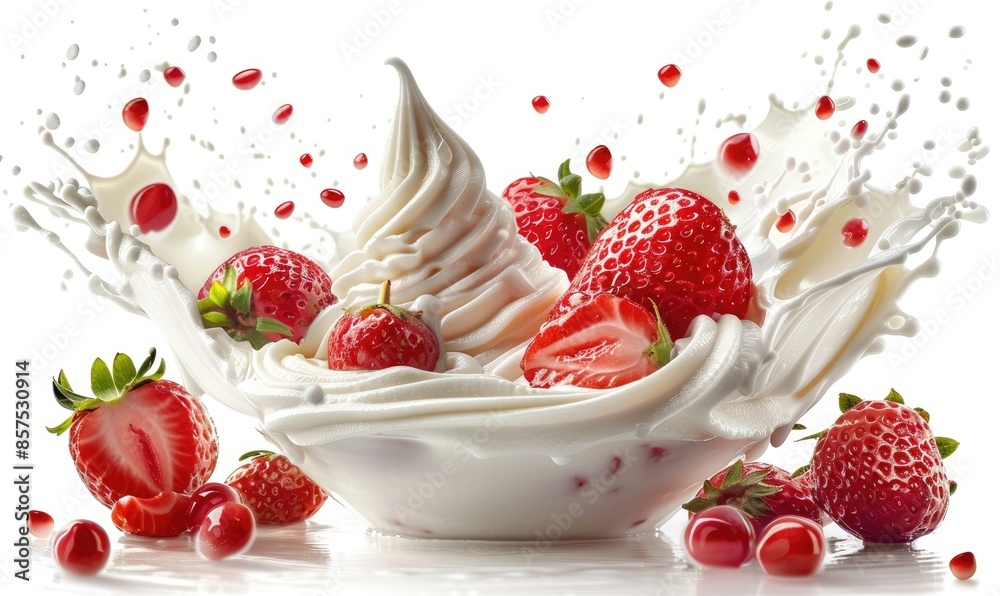 Floating Yogurt Swirl with Strawberries Floating Yogurt Swirl with Strawberries
