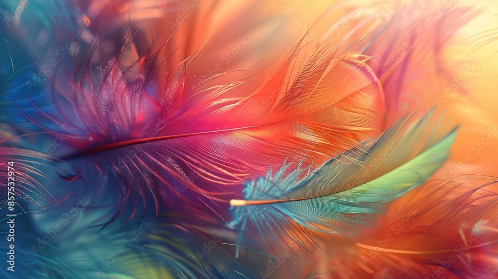 Colorful of Scarlet macaw bird's feathers with red yellow orange and blue shades, exotic nature background and texture Colorful of Scarlet macaw bird's feathers with red yellow orange and blue shades, exotic nature background and texture