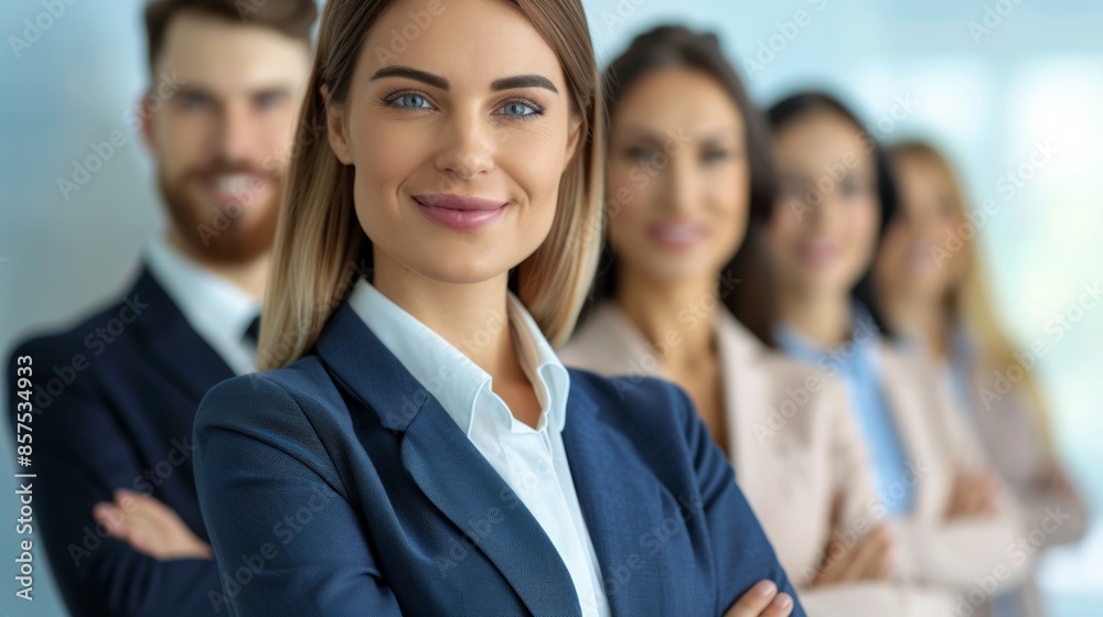 A group of people are posing for a photo, business team concept A group of people are posing for a photo, business team concept