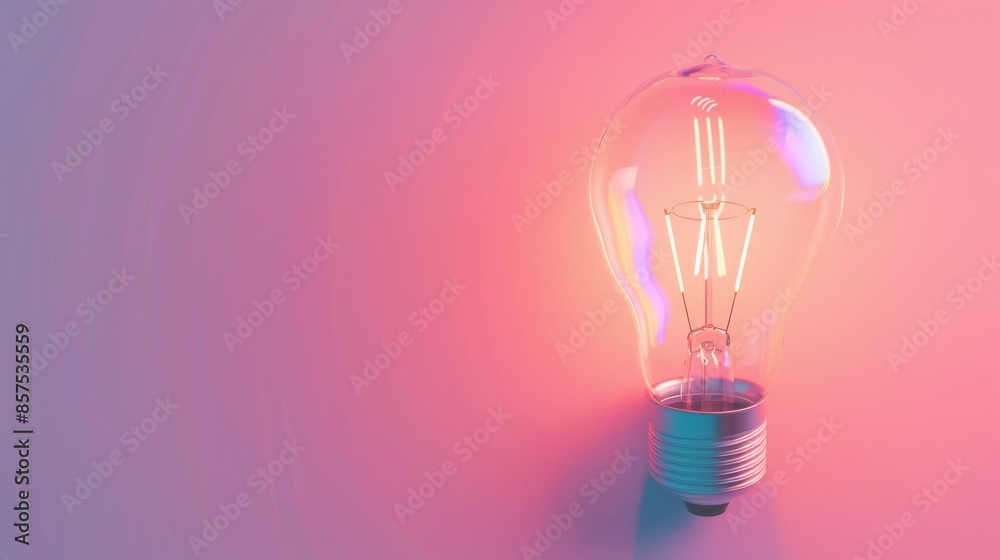 lit lightbulb with pink and purple background, conceptual artwork lit lightbulb with pink and purple background, conceptual artwork