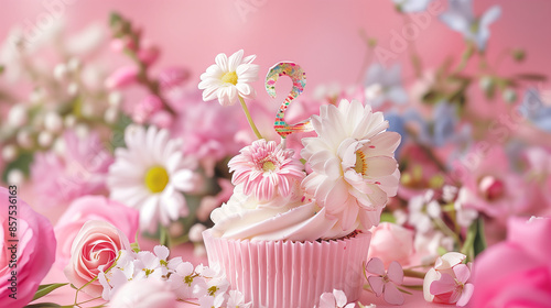 pink and white blossom cupcake