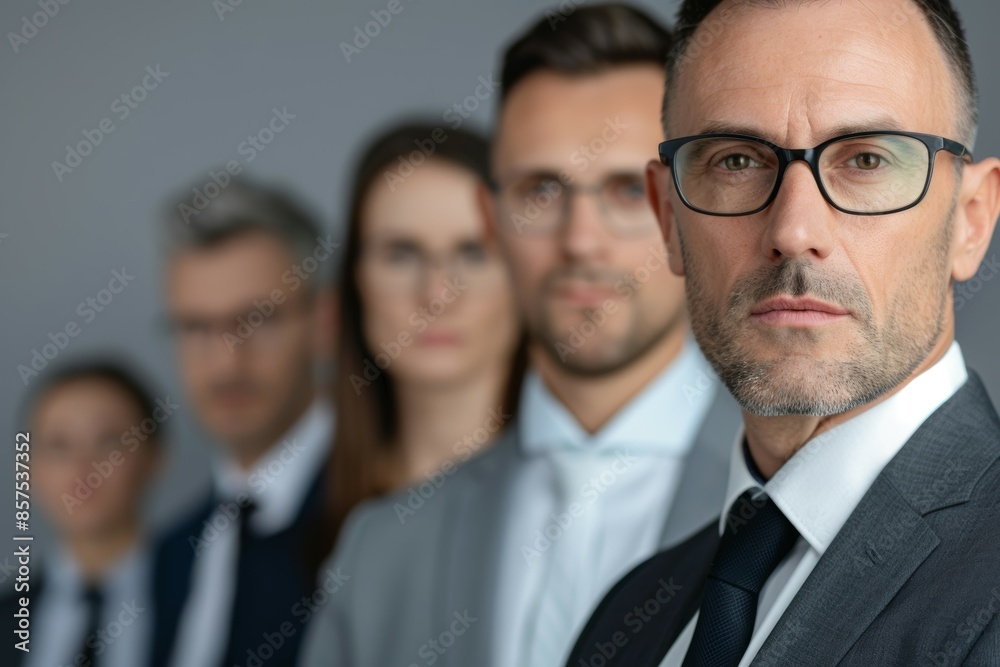 A group of men in suits and ties are standing in a line, business team concept A group of men in suits and ties are standing in a line, business team concept