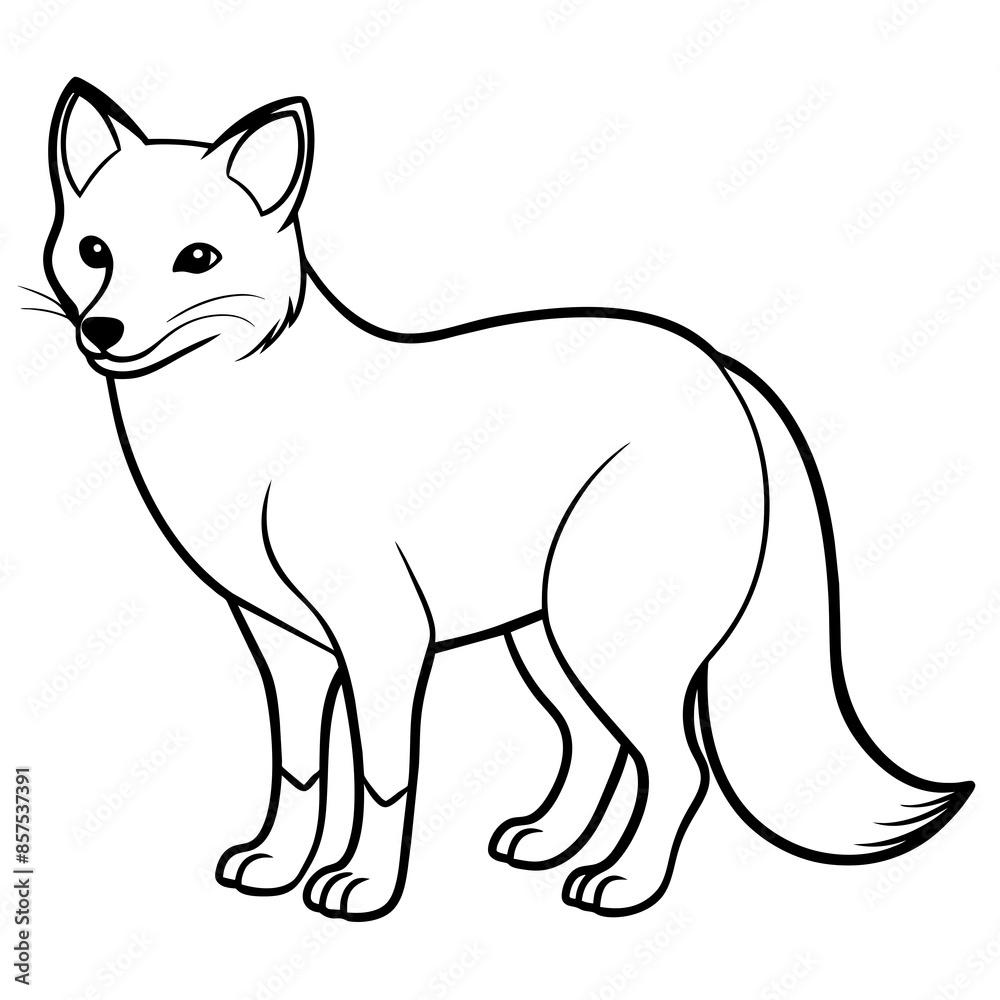 Arctic Fox Silhouette: Striking Black Design on White Background Arctic Fox Silhouette: Striking Black Design on White Background