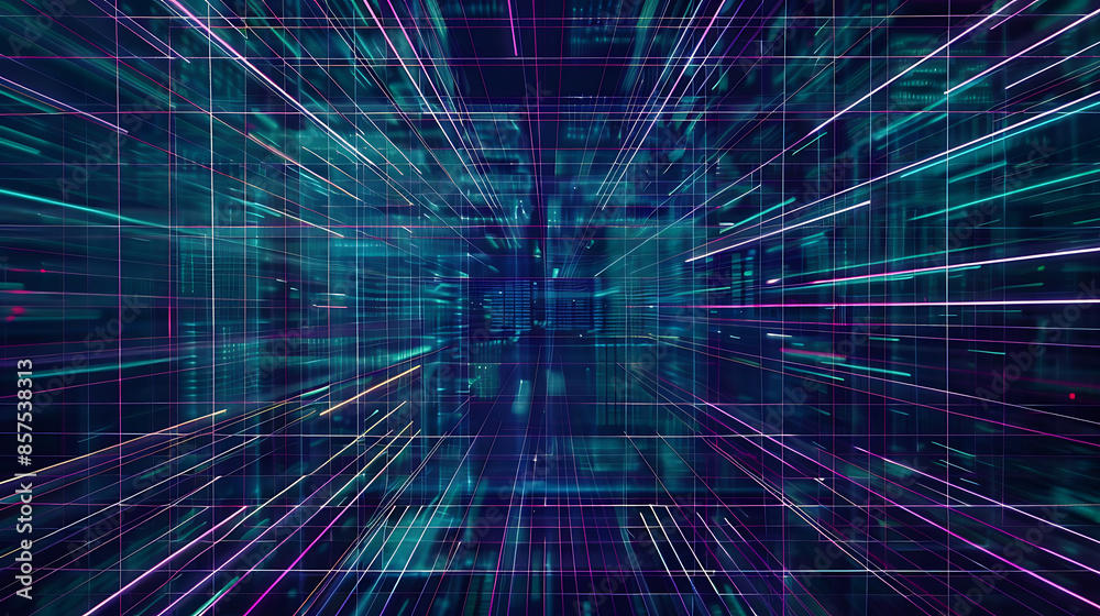 Obraz premium Digital Matrix Network in Motion
