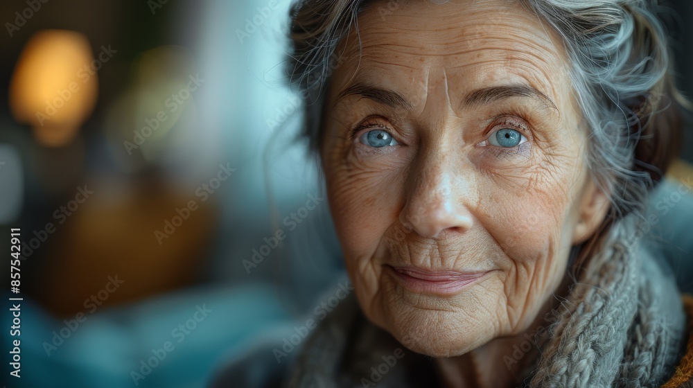 An elderly woman with a gentle and warm smile sits in soft natural light, capturing the wisdom and serene beauty of age, wrapped in a cozy, neutral-colored scarf. An elderly woman with a gentle and warm smile sits in soft natural light, capturing the wisdom and serene beauty of age, wrapped in a cozy, neutral-colored scarf.