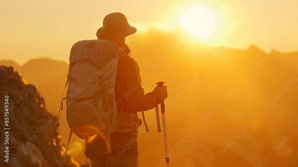 silhouette of a hiker person in the mountains silhouette of a hiker person in the mountains