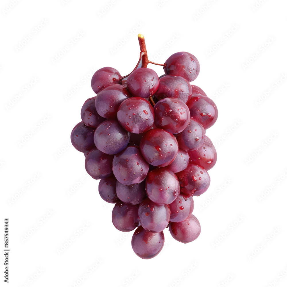 Fototapeta premium Red grape on transparent background, seen from above.