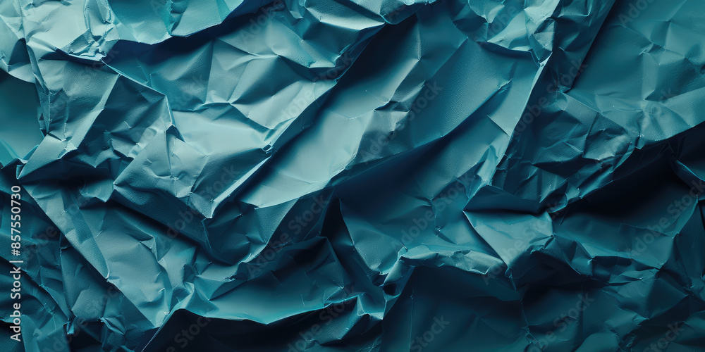 Background of Creased blank poster texture. Crumpled thin paper with folds