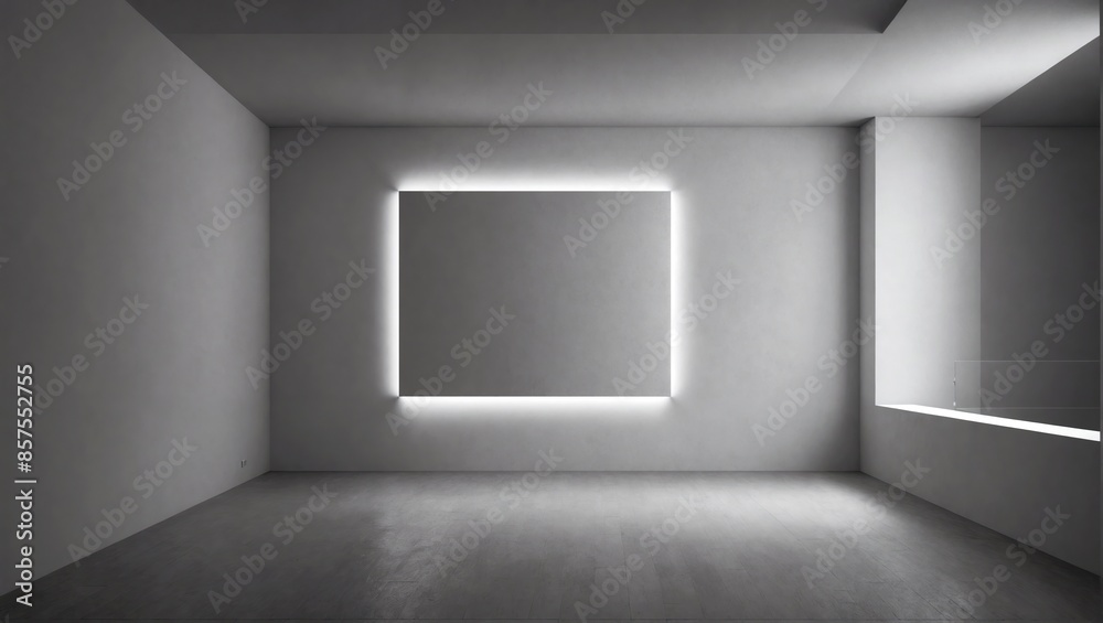 Fototapeta premium simple luxury grey concrete wall with neon light , minimal style. luxury wallpaper.